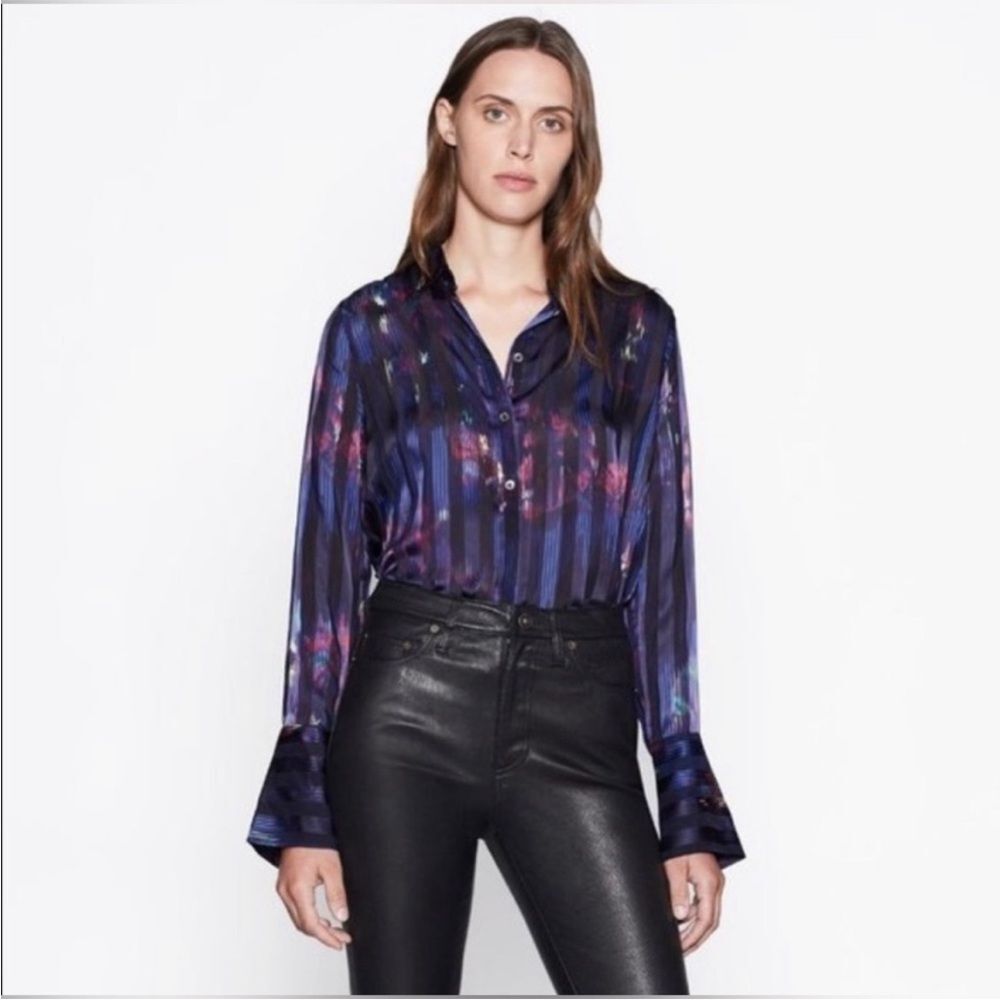 Equipment Equipment Eleonore Silk Blend Button Up Blouse In Eclipse Multi NWT XS